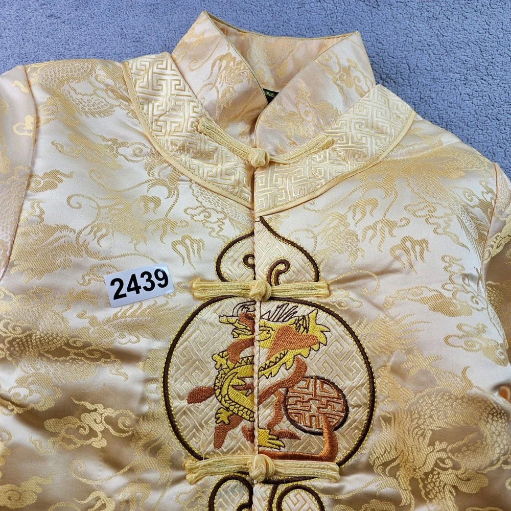 Yang Yu Traditional Chinese Tang Suit Jacket Boys‎ 15 Gold Embroidered Mandarin